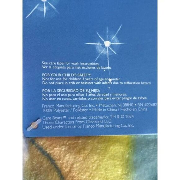 Care Bears Super Soft Plush Throw Blanket 50 X 70” Rainbow Balloons Stars NEW - Picture 5 of 13